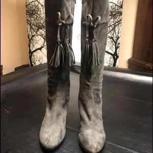 Faux Suede Grey Boots